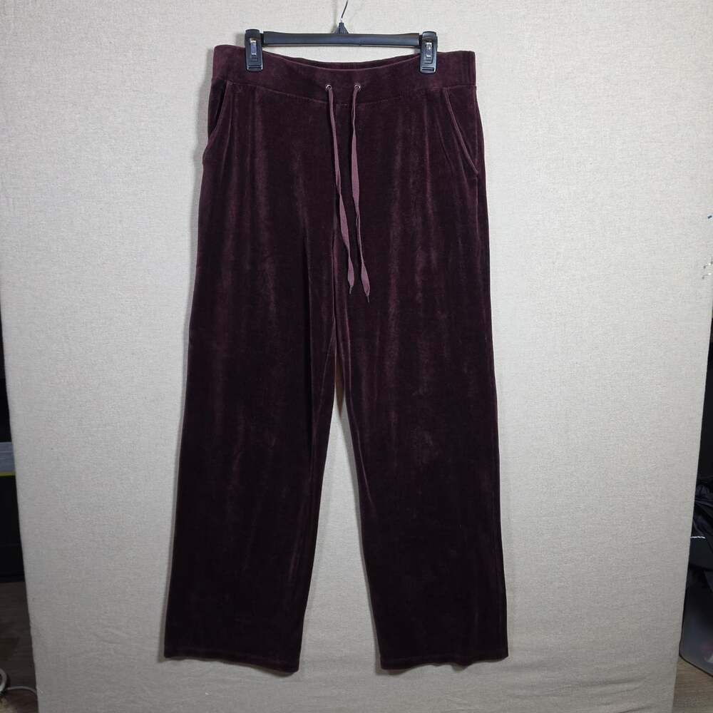 Talbots Burgundy Velvet Velour  Womens L Pants Stretch Straight Leg Trousers